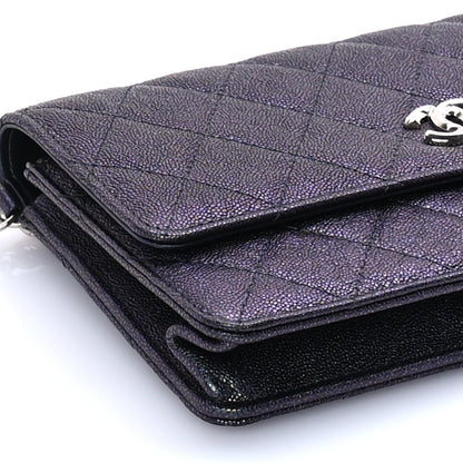 Chanel Iridescent Caviar Quilted Classic Pouch Clutch  Black 7 of 8