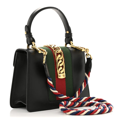 Gucci Calfskin Mini Sylvie Top Handle Bag Black 3 of 13