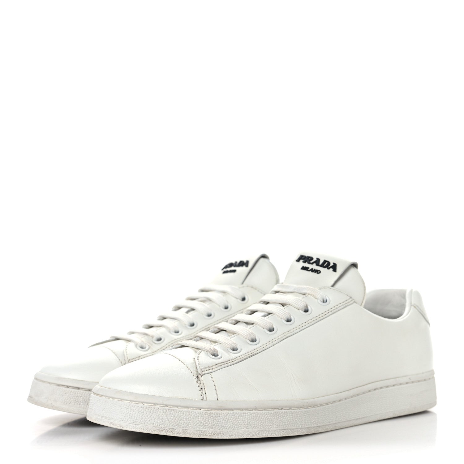Prada Vitello Mens Logo Low Top Sneakers 43 White 4 of 10