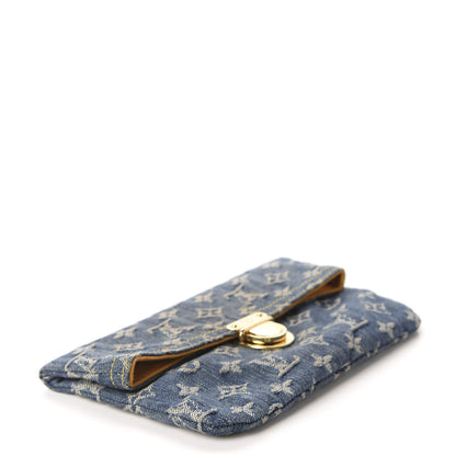 Louis Vuitton Monogram Denim Pochette Plat Clutch Blue 4 of 10