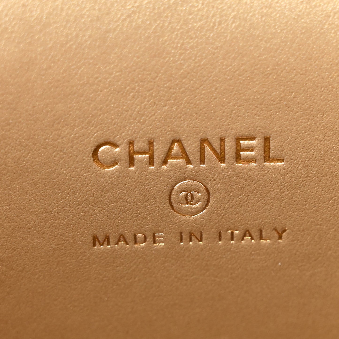 Lambskin Quilted Pearl Crush Mini Vanity Case With Chain Coral