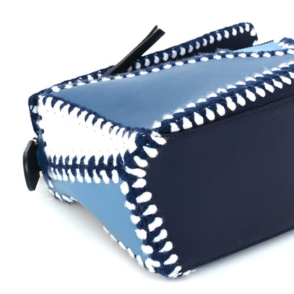Loewe Calfskin Crochet Trim Small Puzzle Bag Blue White 7 of 8