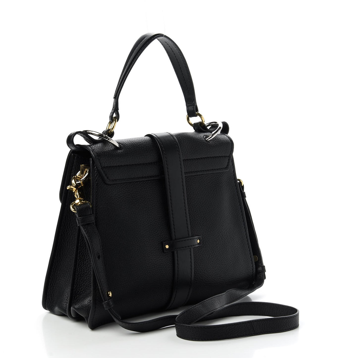 Grained Calfskin Medium Aby Day Shoulder Bag Black