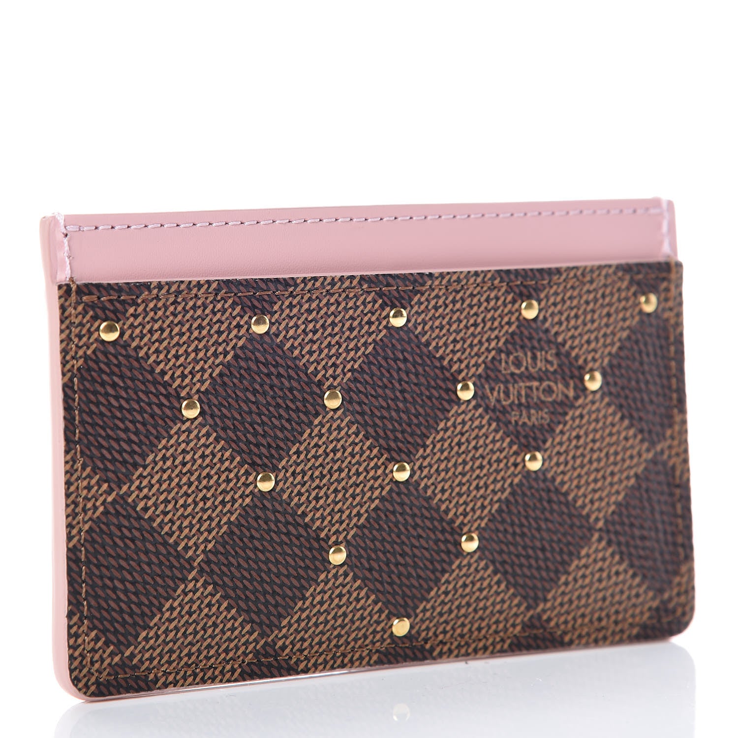 Louis Vuitton Damier Ebene Studded Card Holder Rose Ballerine 3 of 8