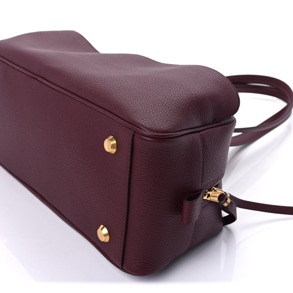 Balenciaga Grained Calfskin Small Carrie Bowling Bag Burgundy 8 of 8