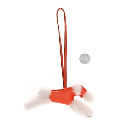 Hermes Milo Lambskin Shearling Budy Charm Orange Poppy 2 of 4