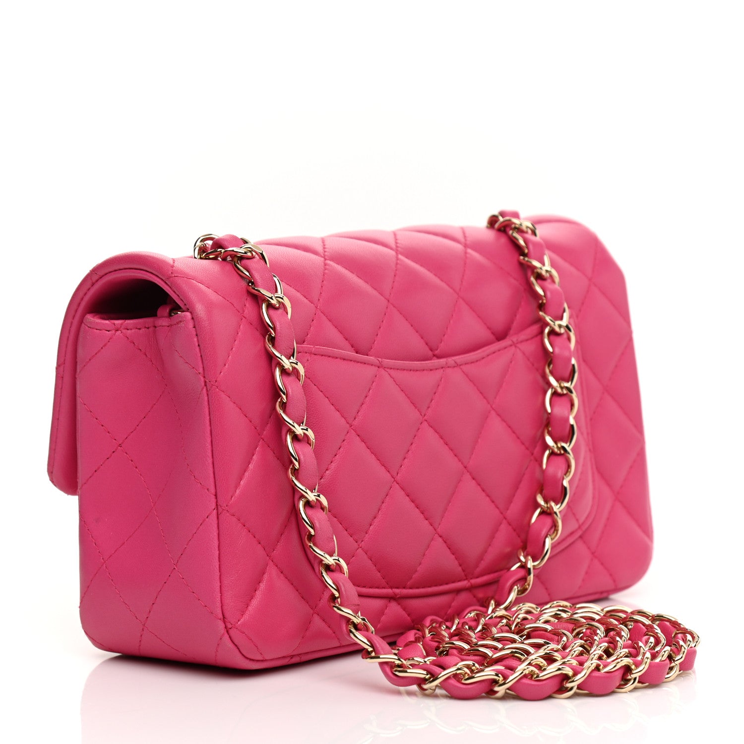 Chanel Lambskin Quilted Mini Rectangular Flap Fuchsia 3 of 22