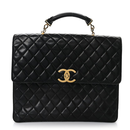 Chanel Lambskin Quilted Briefcase Laptop Bag Black 1 of 10