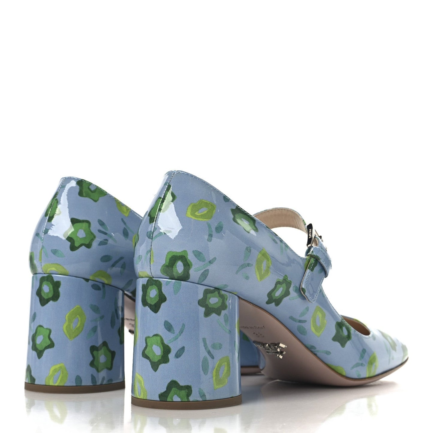 Patent Floral Mary Jane 65mm Pumps 38 Blue