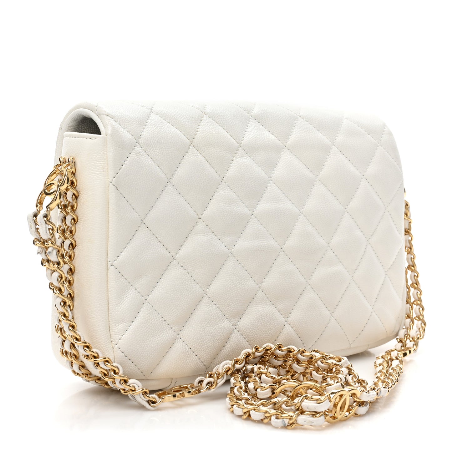 Caviar Quilted Small CC You Flap White