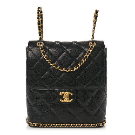 Chanel Caviar Quilted Camellia Chain Around Backpack Black 1 of 1