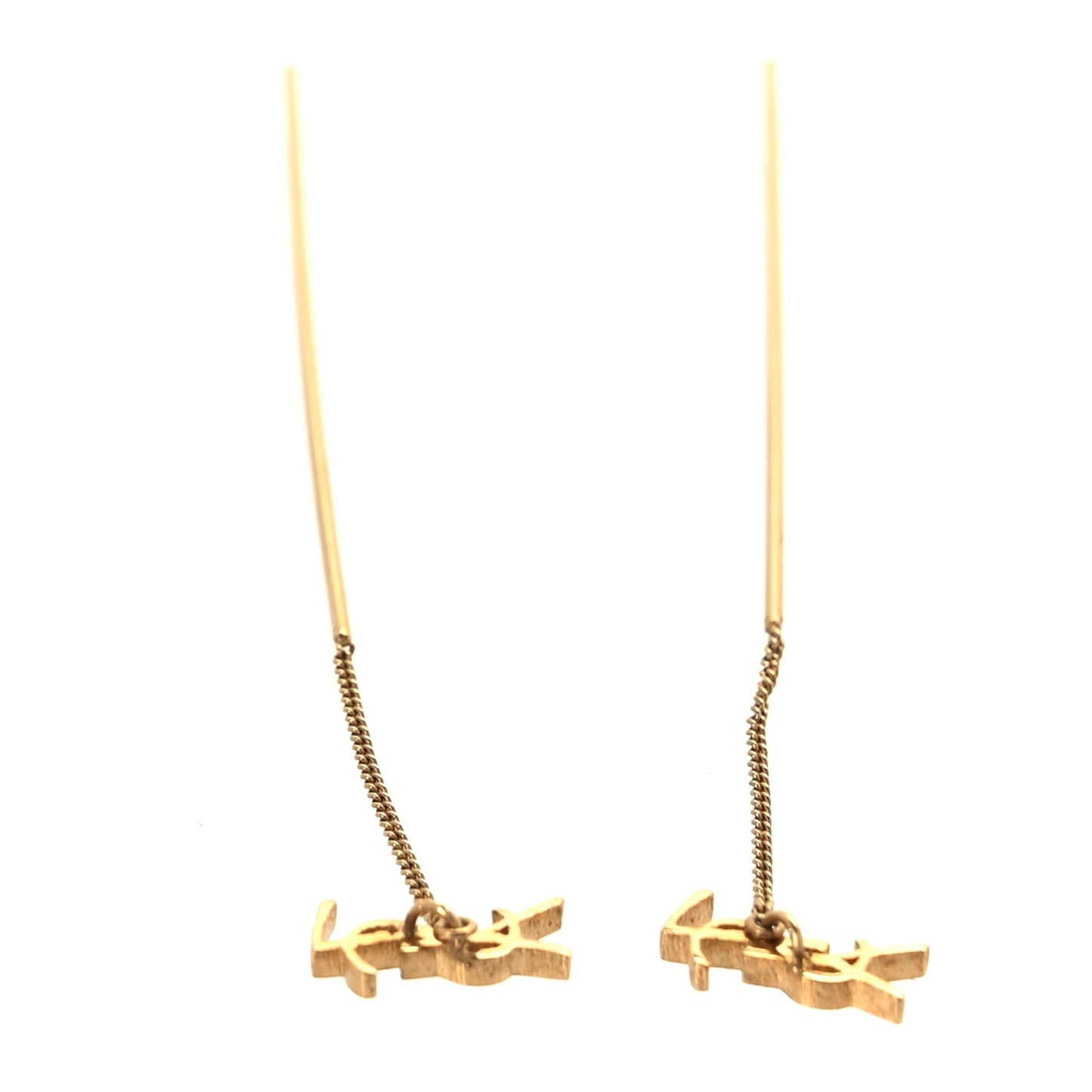 Metal Monogram Pendant Threader Earrings Gold