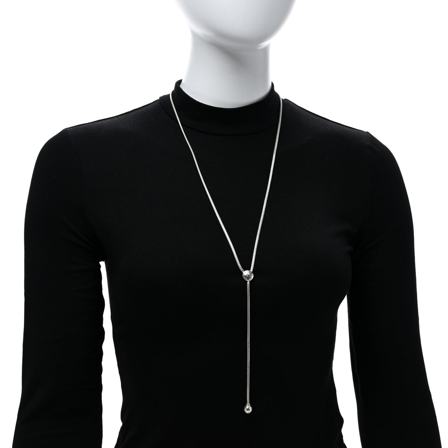 Sterling Silver Classic Chain Hammered Y Necklace