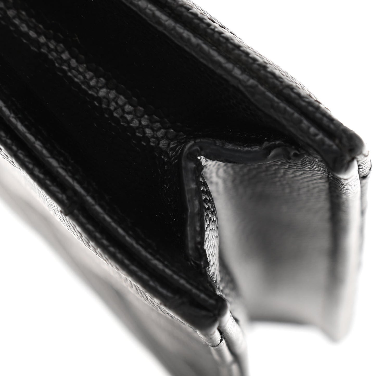 Grain De Poudre Matelasse Chevron Monogram Envelope Chain Wallet Black