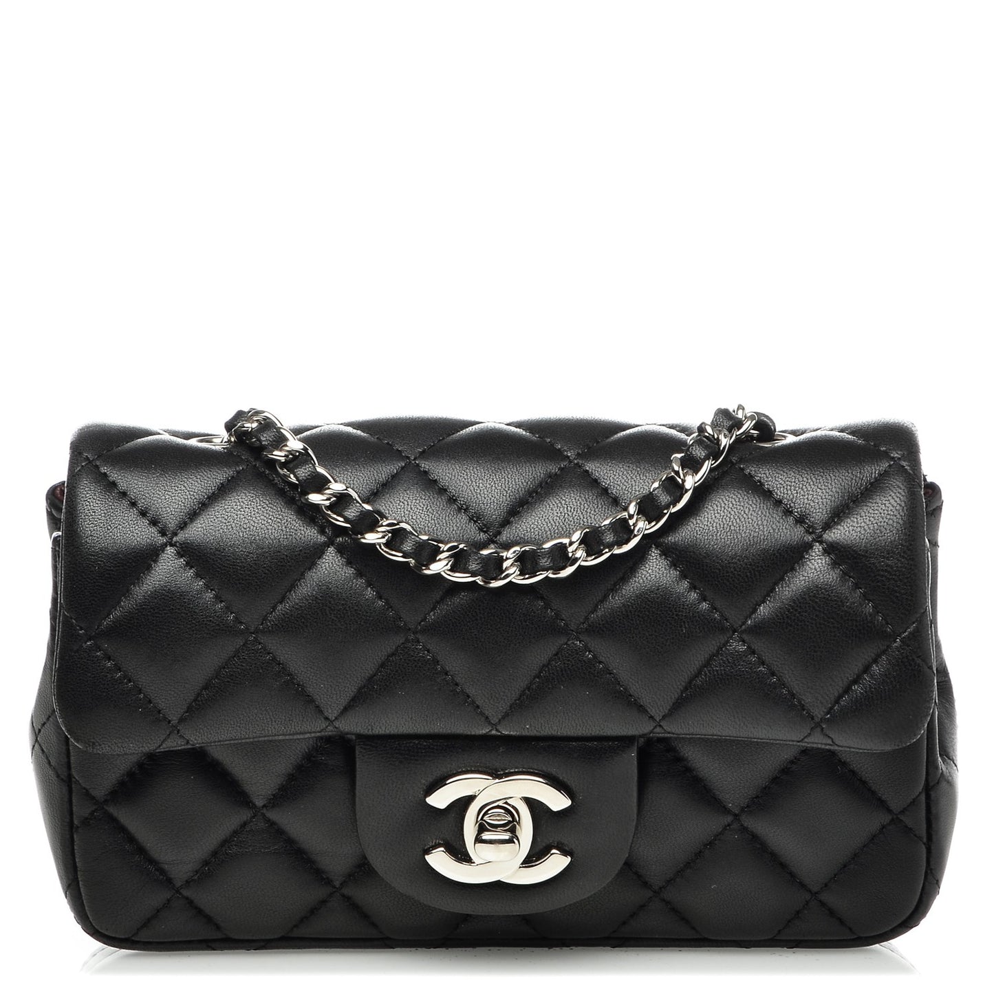 Lambskin Quilted Extra Mini Flap Black