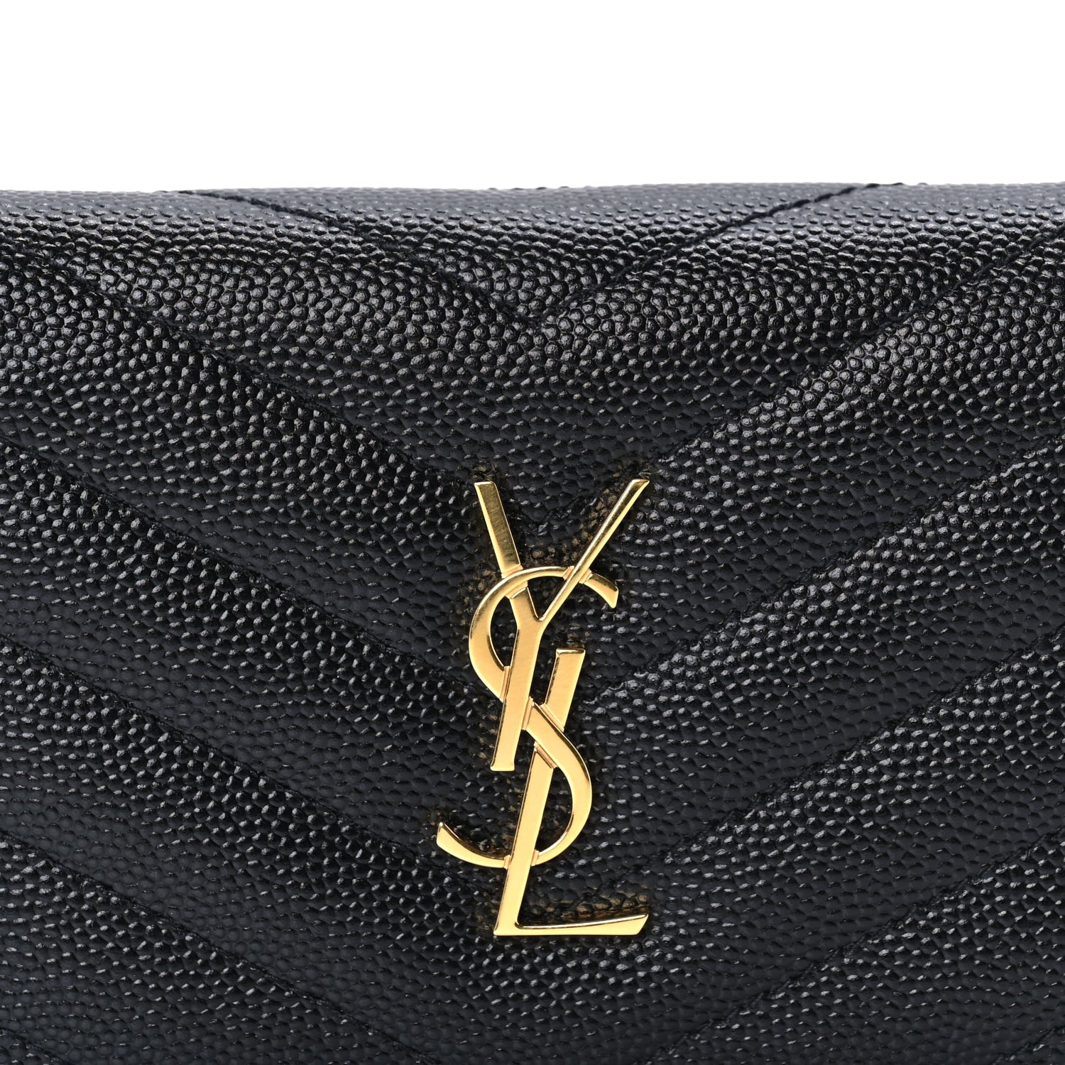 Saint Laurent Grain De Poudre Matelasse Chevron Cassandre Card Case Black 5 of 7