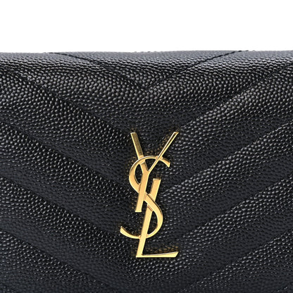 Saint Laurent Grain De Poudre Matelasse Chevron Cassandre Card Case Black 5 of 7