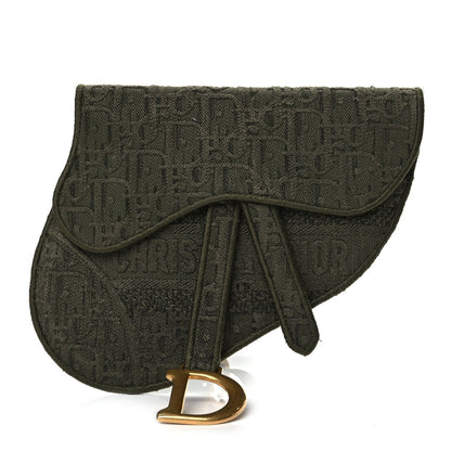 Christian Dior Oblique Embroidered Saddle Belt Pouch Green 1 of 9