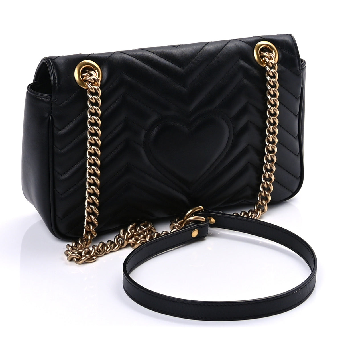 Calfskin Matelasse Small GG Marmont Shoulder Bag Black