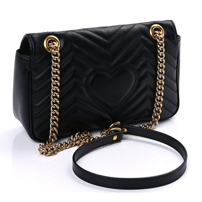 Gucci Calfskin Matelasse Small GG Marmont Shoulder Bag Black 2 of 8