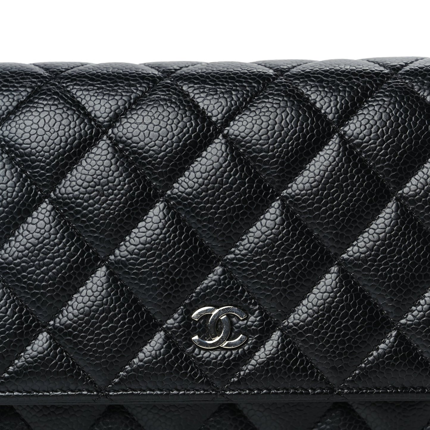 Caviar Quilted Wallet On Chain WOC  Black