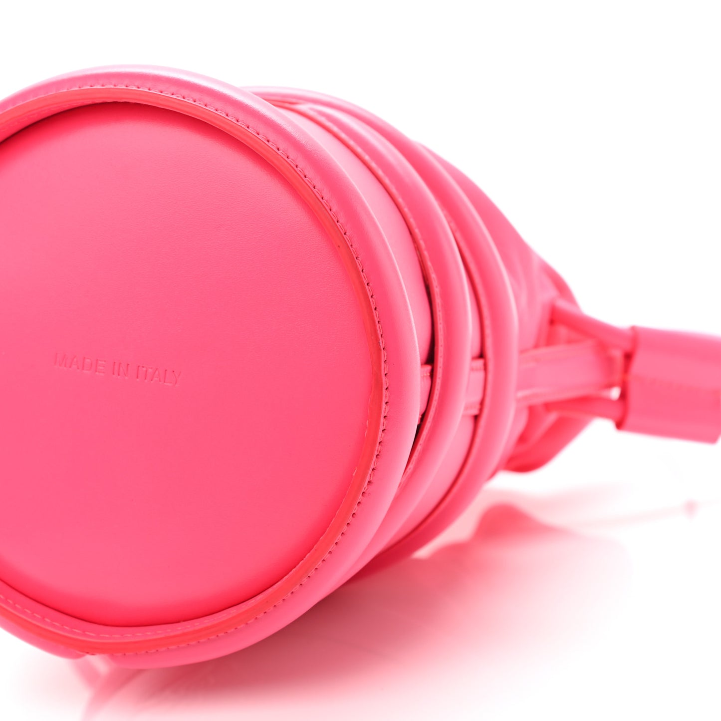 Calfskin The Soft Curve Drawstring Bag Neon Pink