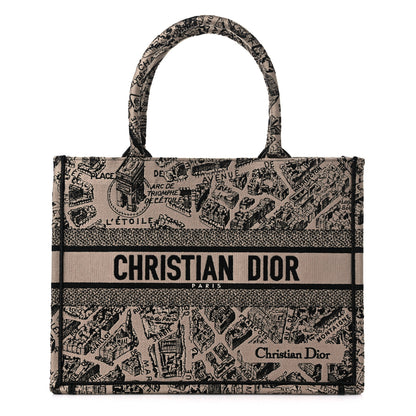 Christian Dior Canvas Embroidered Medium Plan De Paris Book Tote Beige Multi 1 of 9