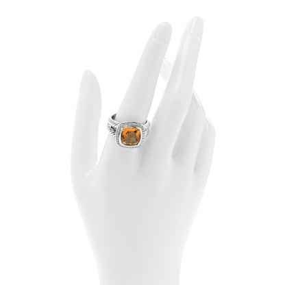 David Yurman Sterling Silver Diamond Citrine 11mm Albion Ring 61 9.5 2 of 4