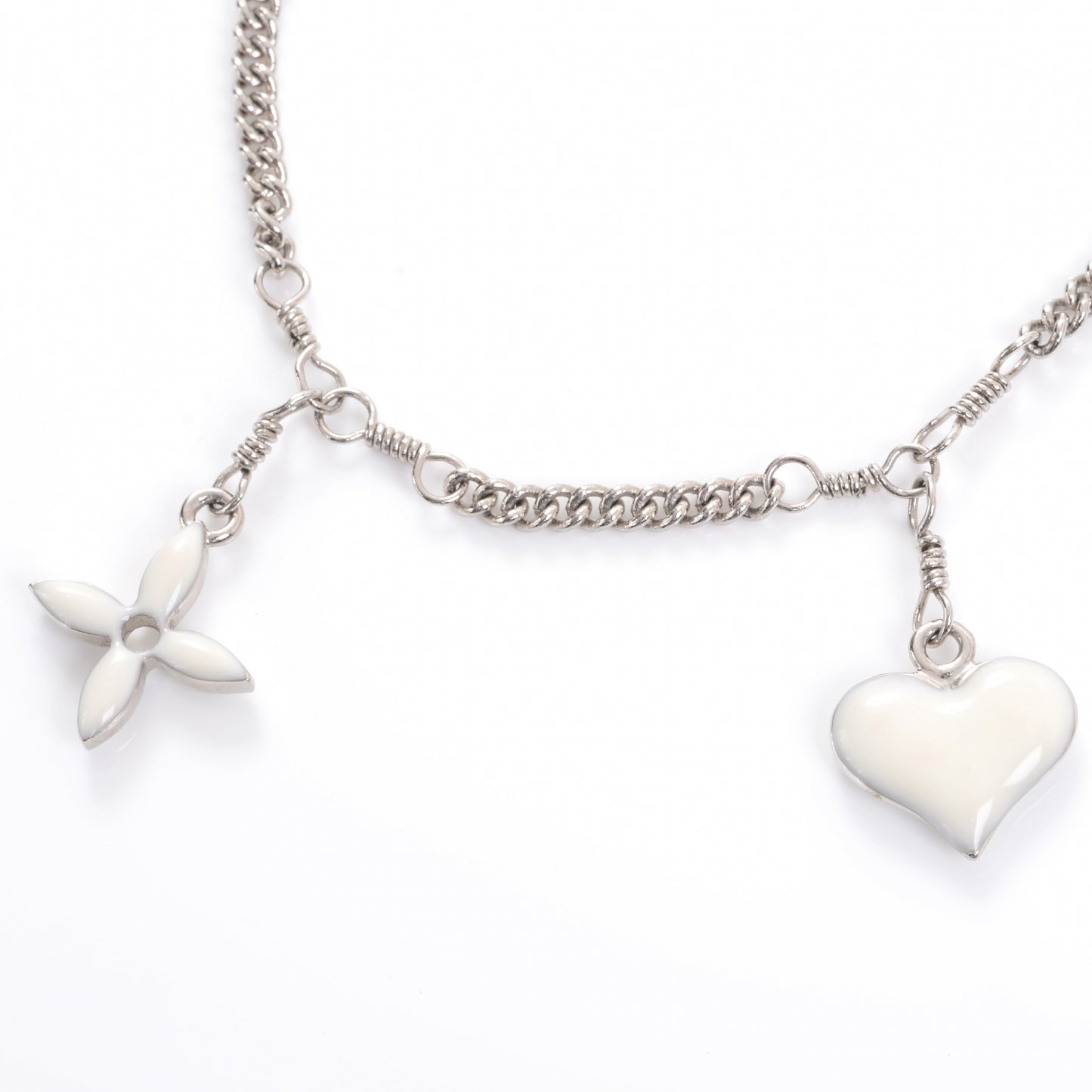 Sweet Monogram Charm Bracelet White Silver