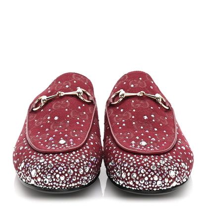 Gucci Crystal Canvas GG Monogram Nappa Womens Princetown Slippers 39 6 Rosso Ancora 3 of 7