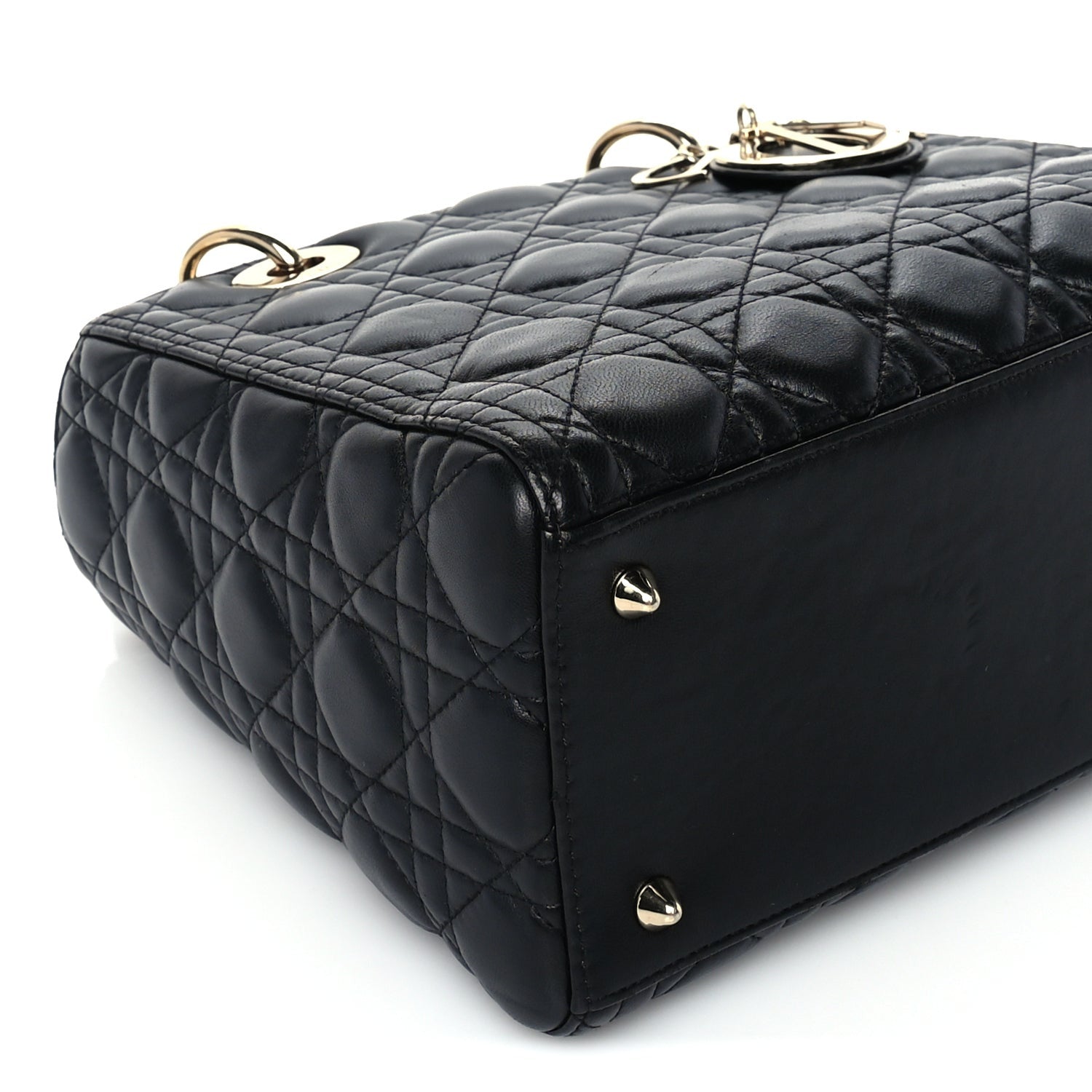 Christian Dior Lambskin Cannage Medium Lady Dior  Black 8 of 9