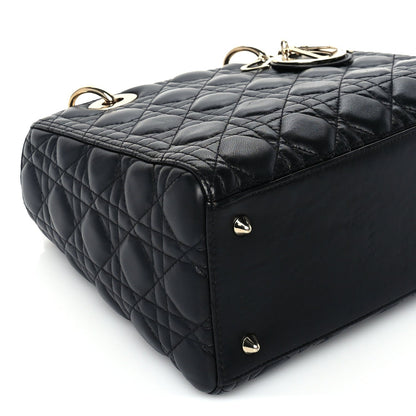Christian Dior Lambskin Cannage Medium Lady Dior  Black 8 of 9
