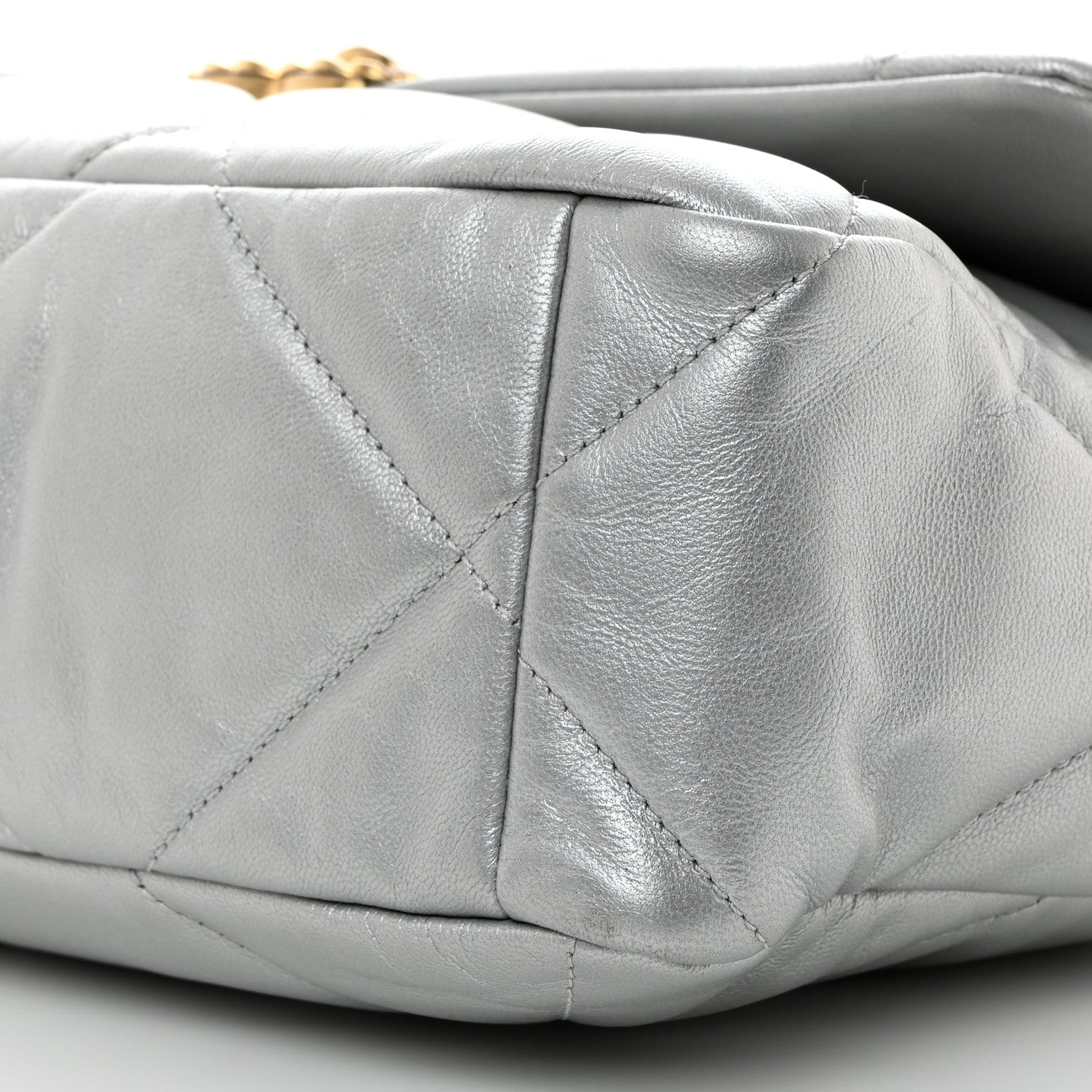 Chanel Metallic Goatskin Quilted Large Chanel 19 Flap Silver 10 of 12