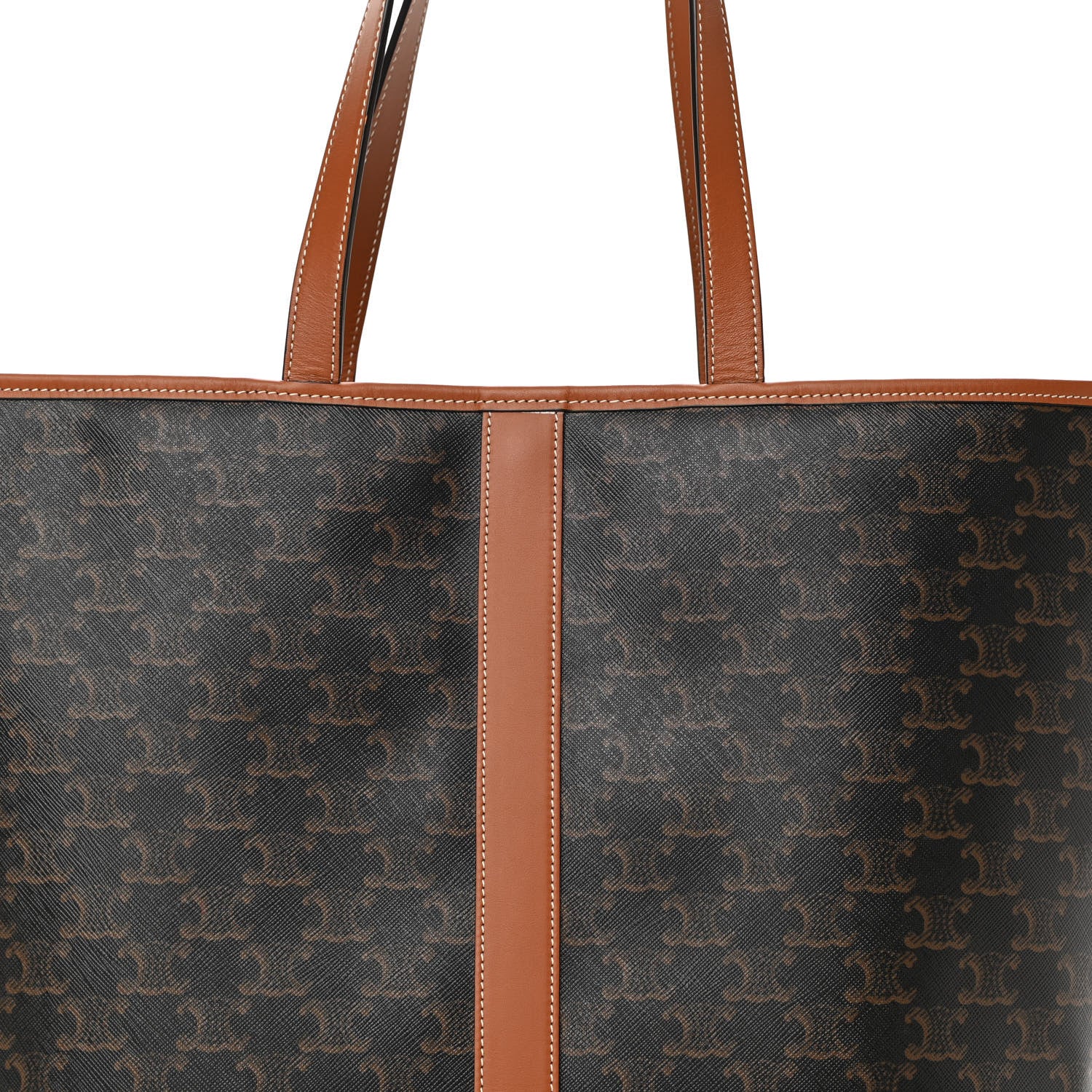 Celine Triomphe Canvas Calfskin Medium Cabas Bag Tan 9 of 15