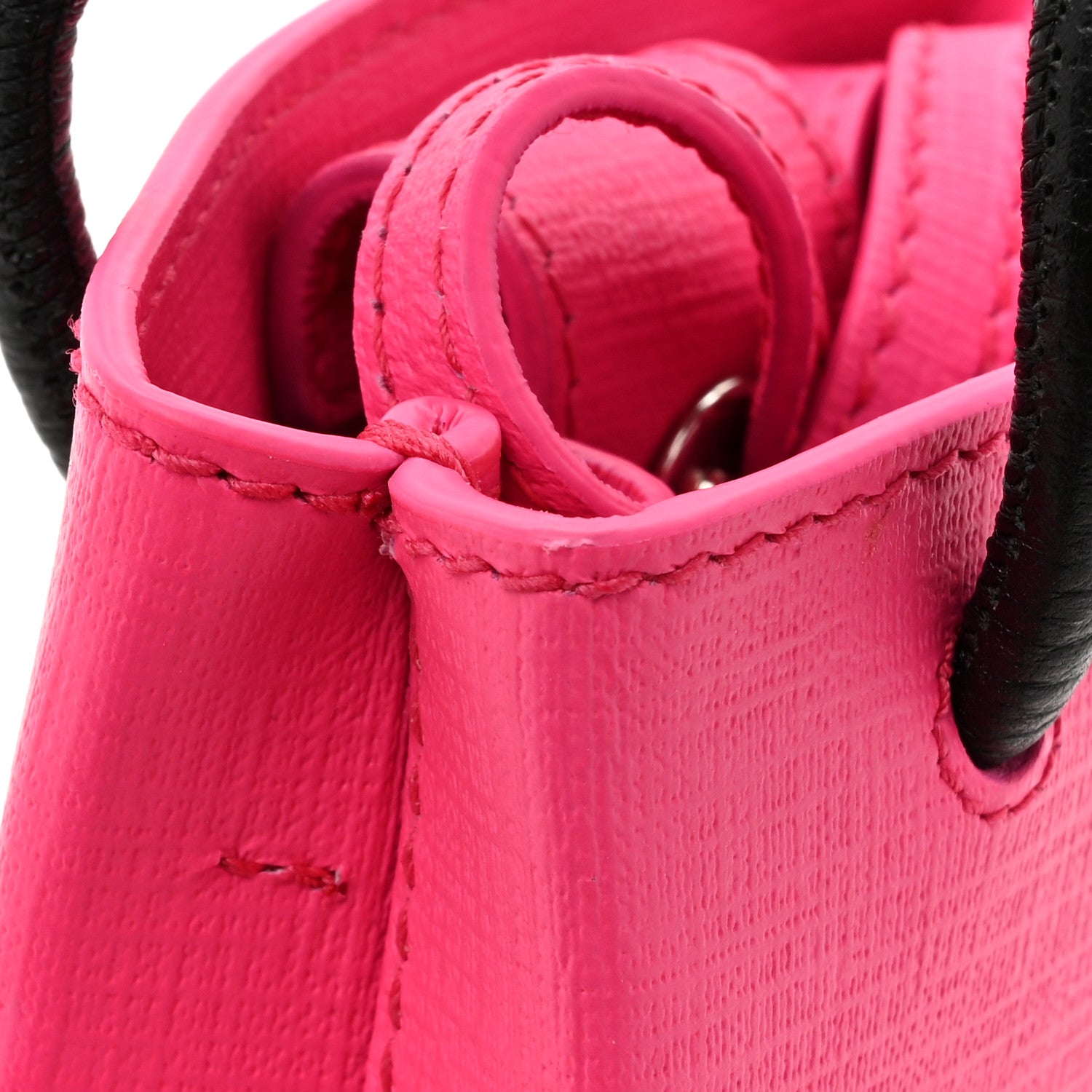 Balenciaga Squared Calfskin Logo Shopping Phone Holder Bag Acid Fuchsia 15 of 16