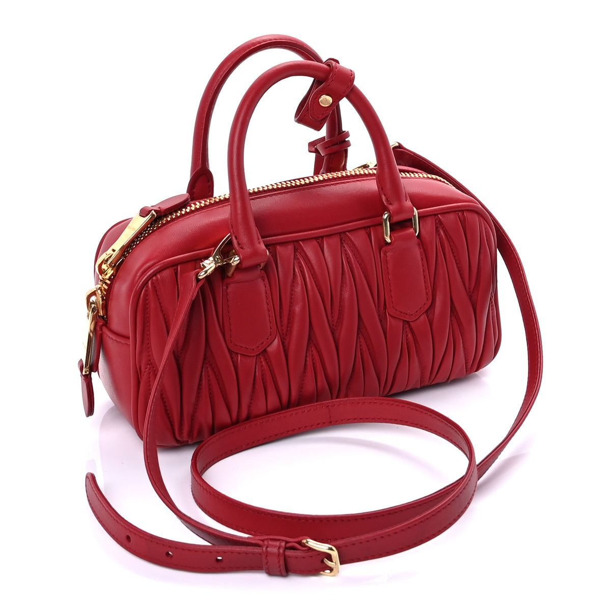 Miu Miu Nappa Matelasse Regular Arcadie Top Handle Bag Rosso 2 of 8