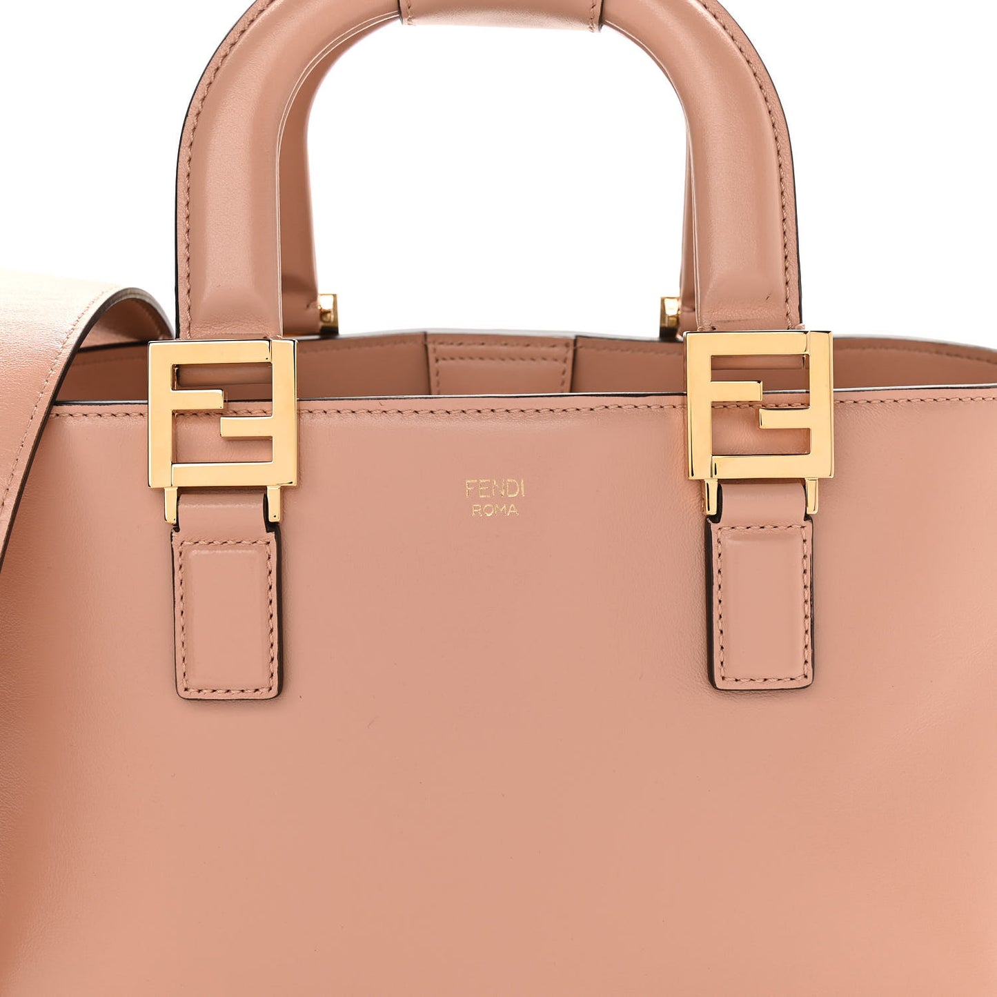 Vitello Glacier Small FF Tote Rosa Bourbon