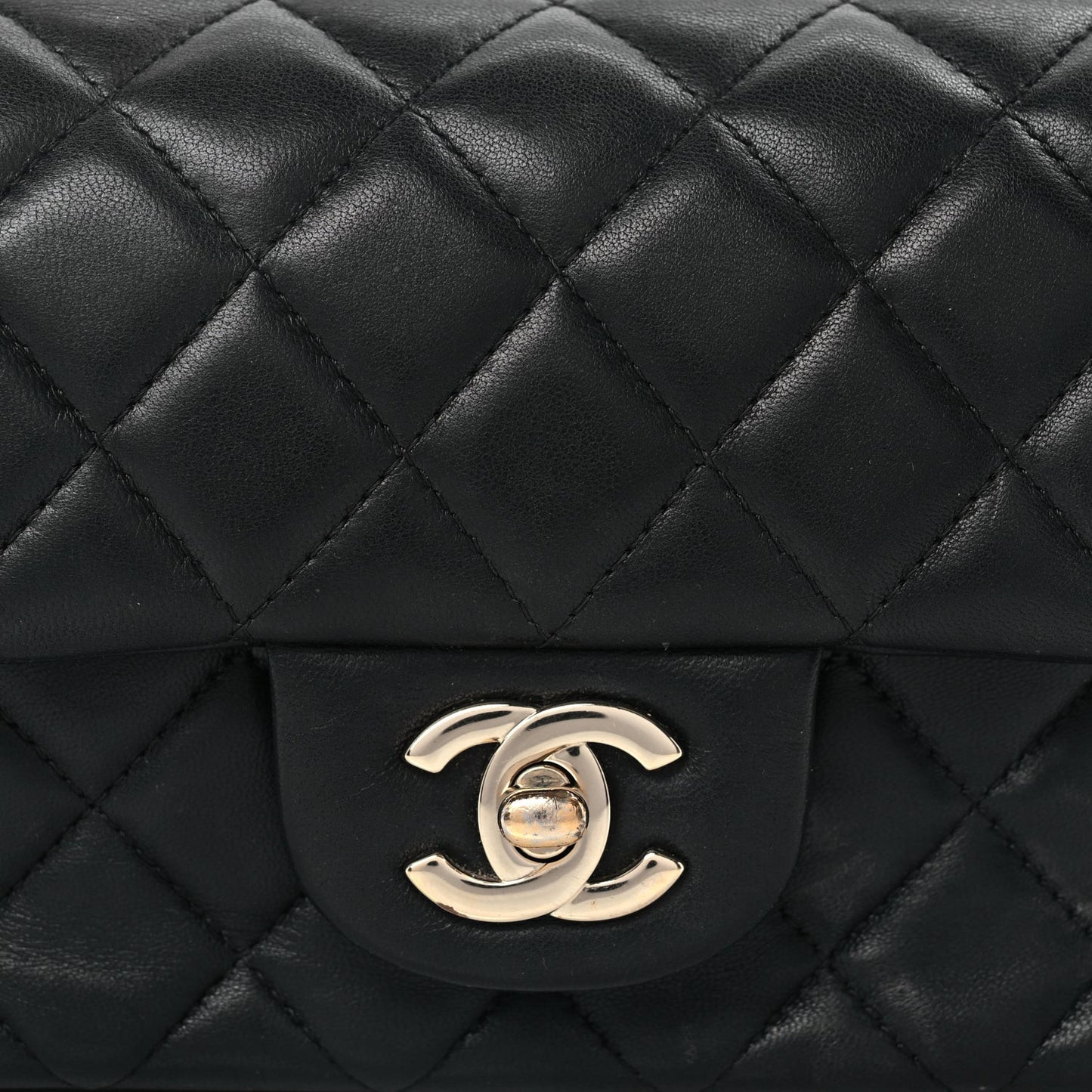 Lambskin Quilted Mini Rectangular Flap Black