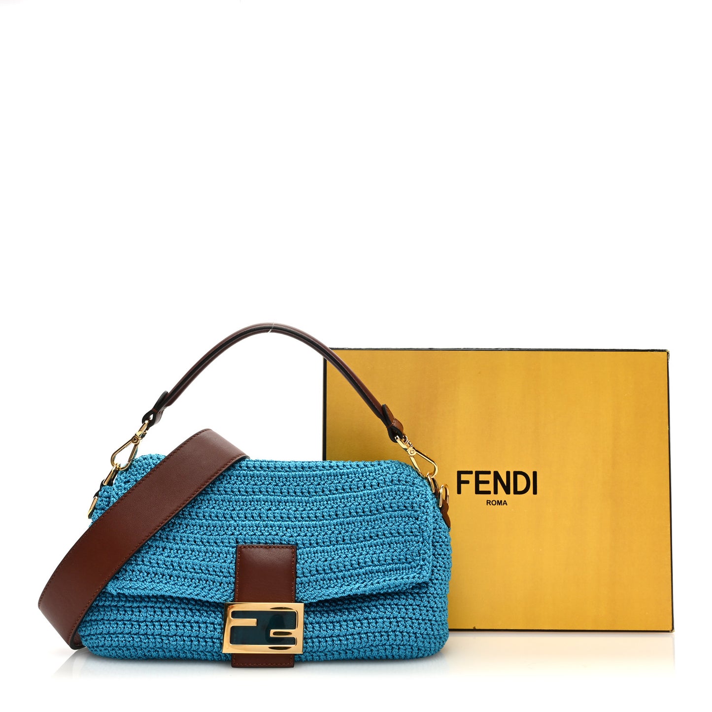 Fabric Crochet Vitello Grace Plexiglass Baguette Cyber Blue Ghianda