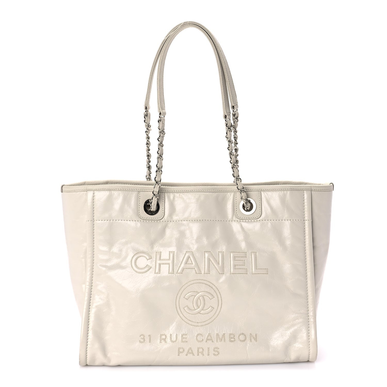 Chanel Glazed Calfskin Small Deauville Tote Ecru 1 of 9