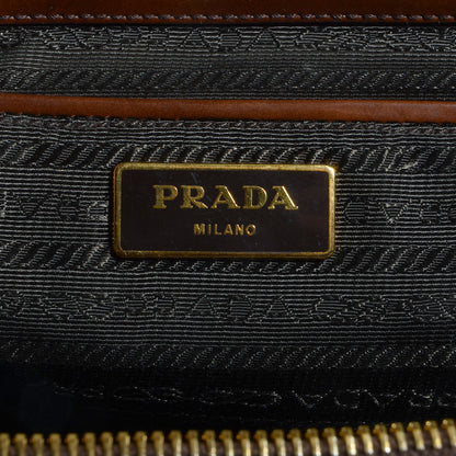 Prada Spazzolato Double Zip Medium Tote Tobacco Fume 6 of 9