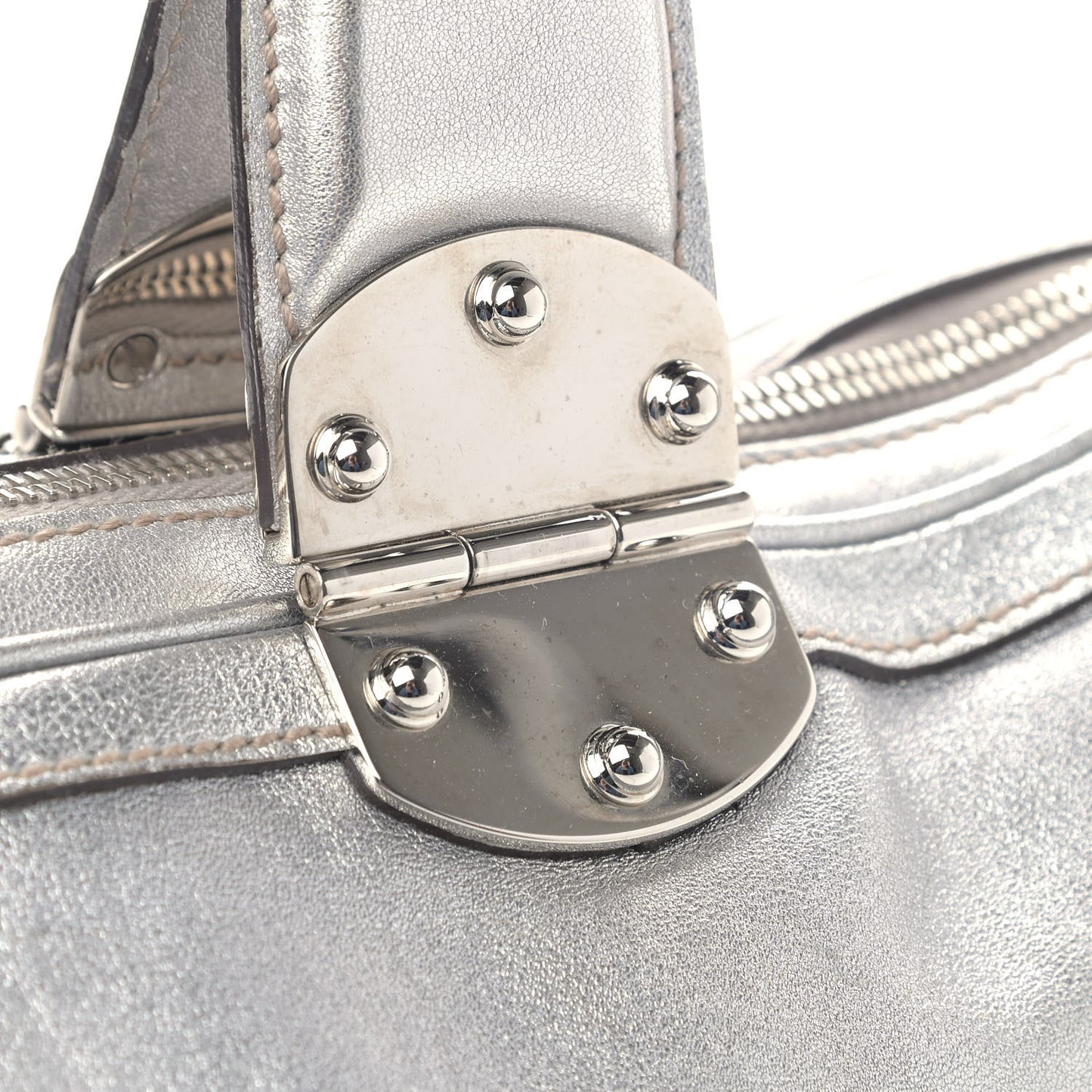 Metallic Calfskin Romy Boston Silver