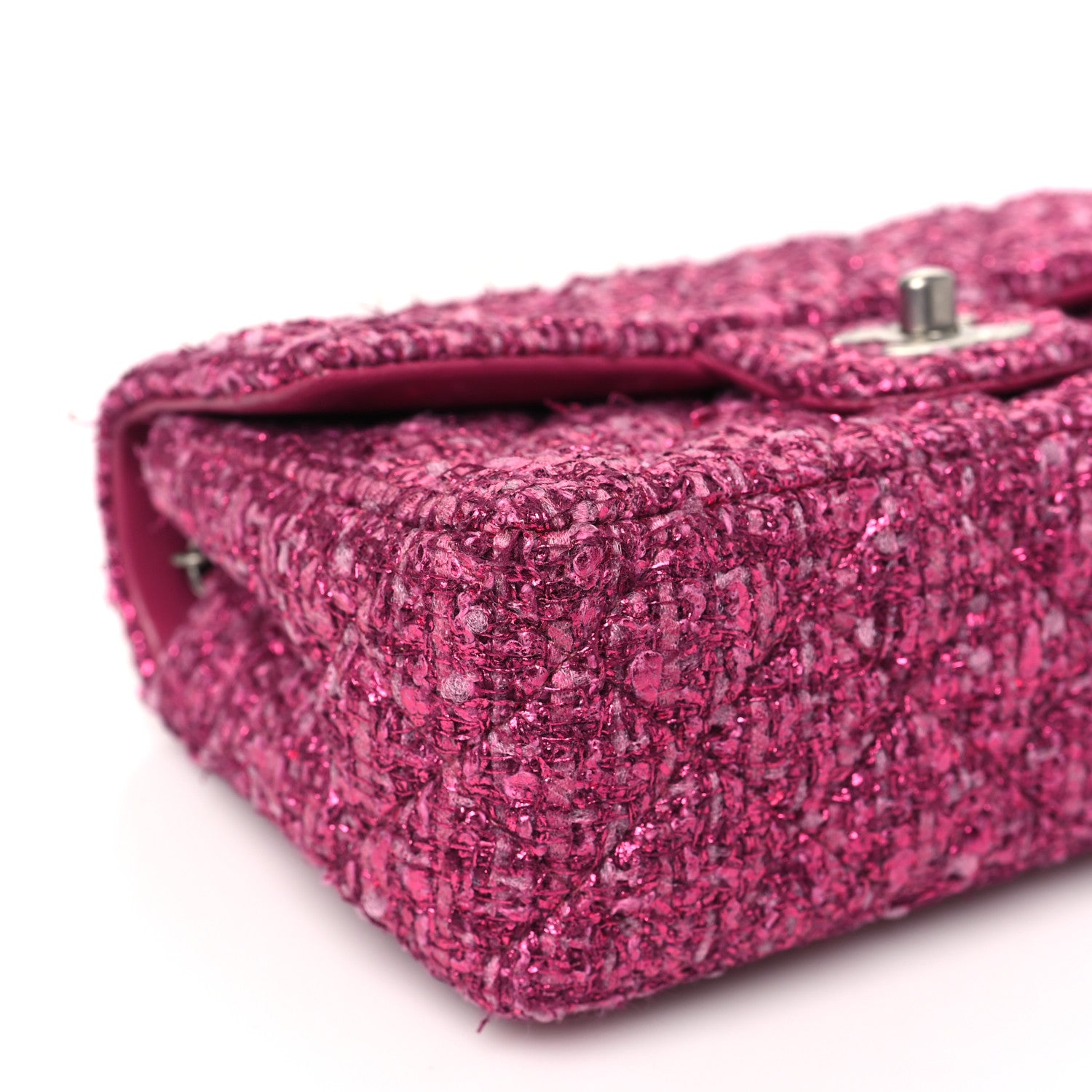 Chanel Metallic Tweed Quilted Mini Rectangular Flap Pink 10 of 12