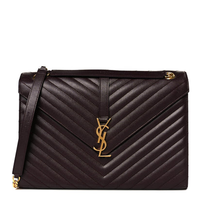 Saint Laurent Grain De Poudre Matelasse Chevron Large Monogram Satchel Amaranto 1 of 11