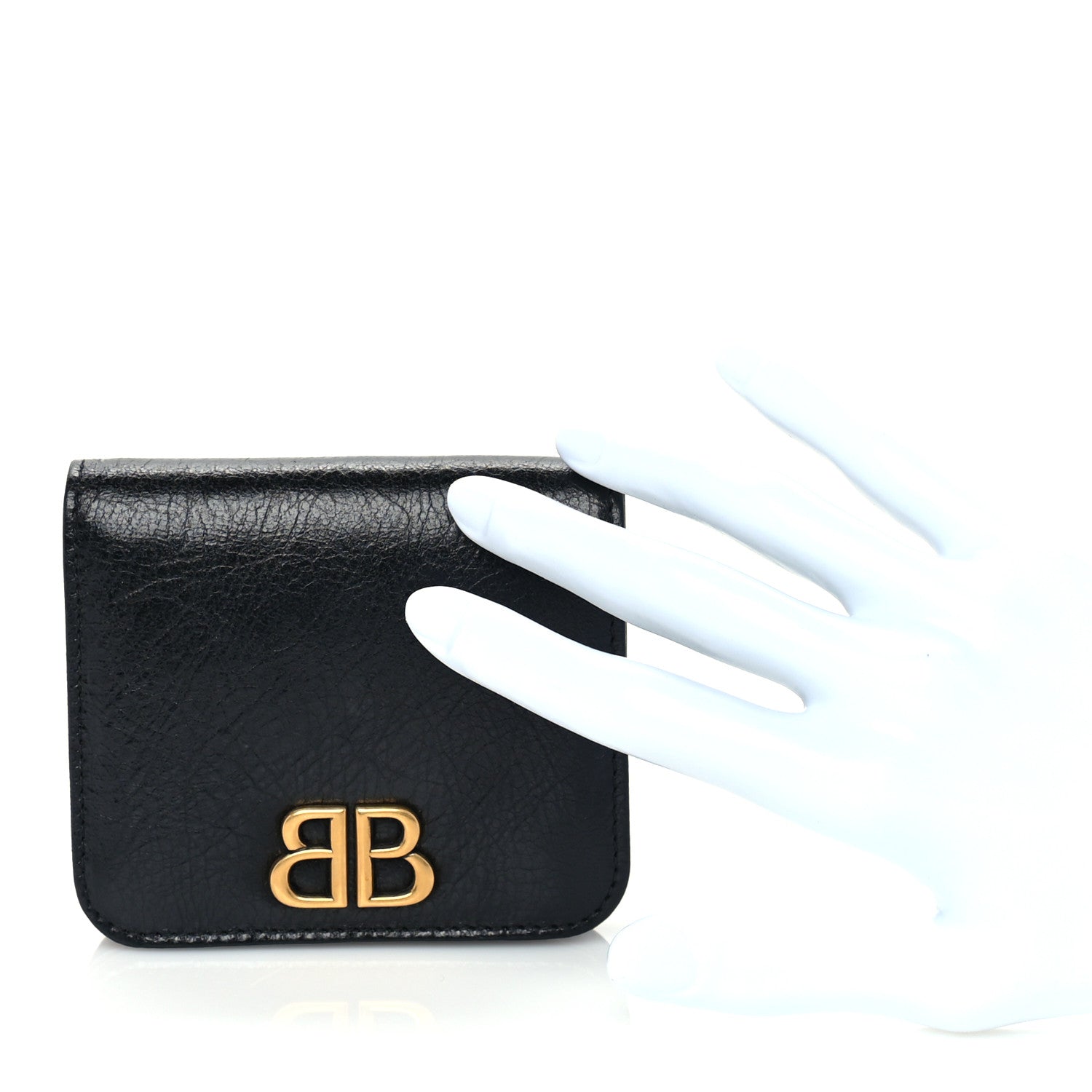 Balenciaga Arena Calfskin Monaco Logo Wallet Black 3 of 7