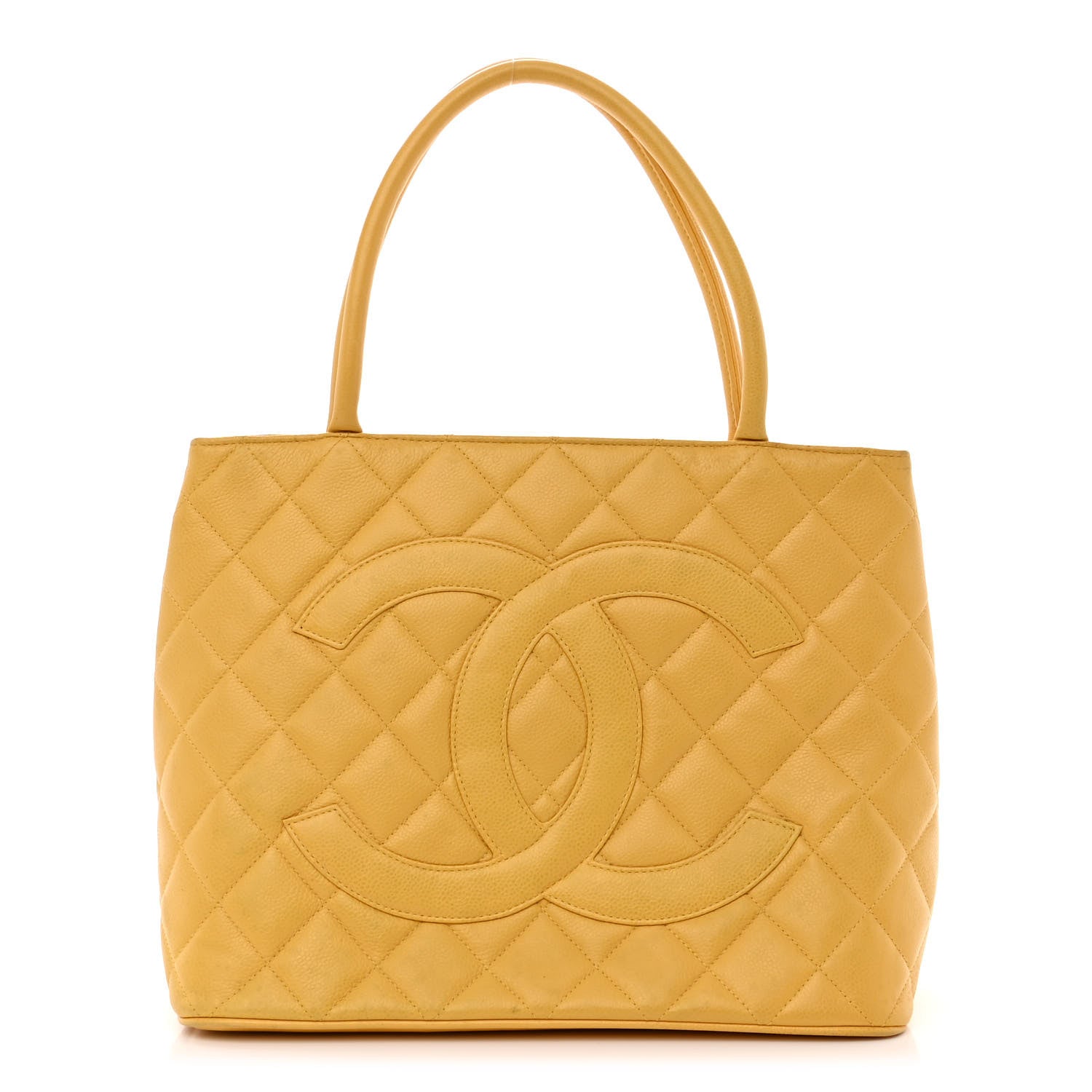 Chanel Caviar Quilted Medallion Tote Yellow 1 of 12