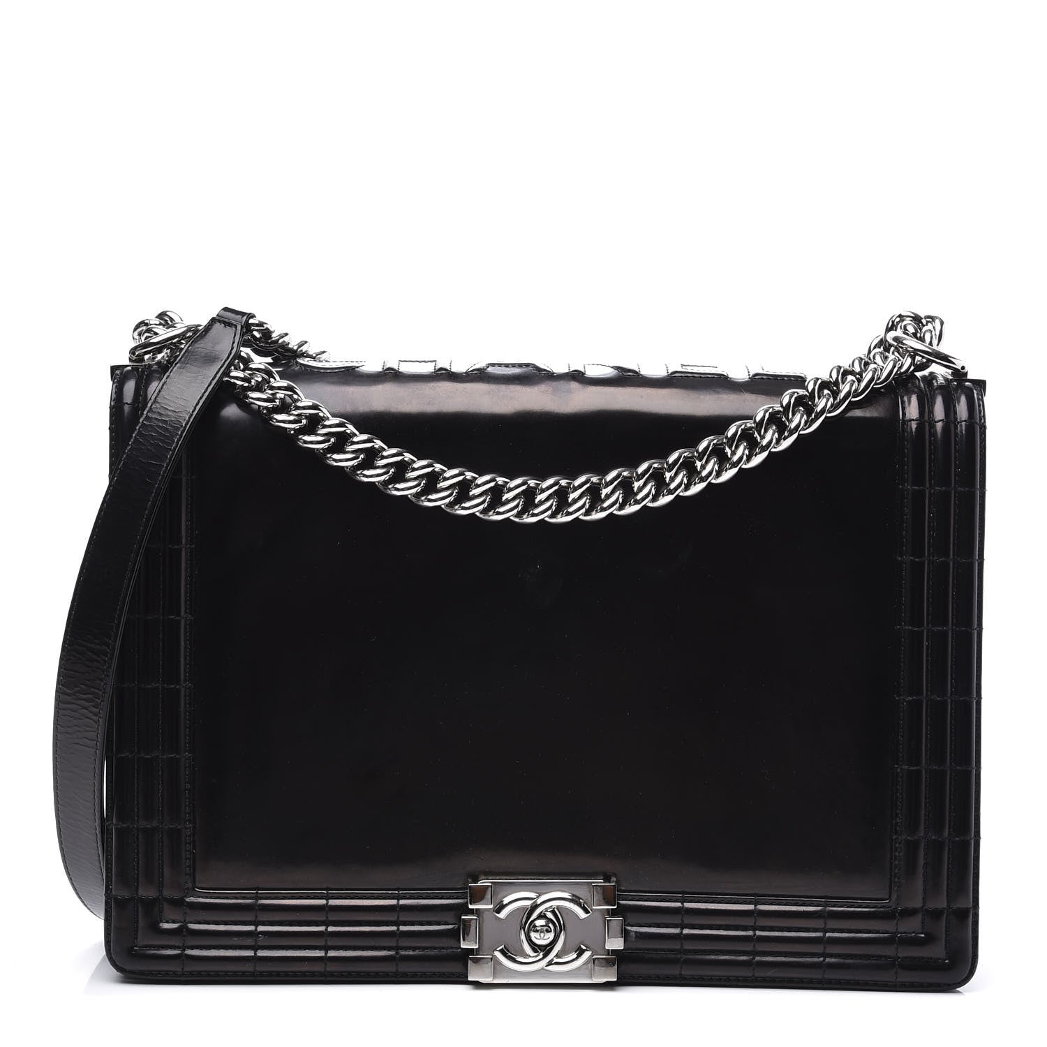 Chanel Glazed Calfskin Large Boy Flap Black 1 of 12
