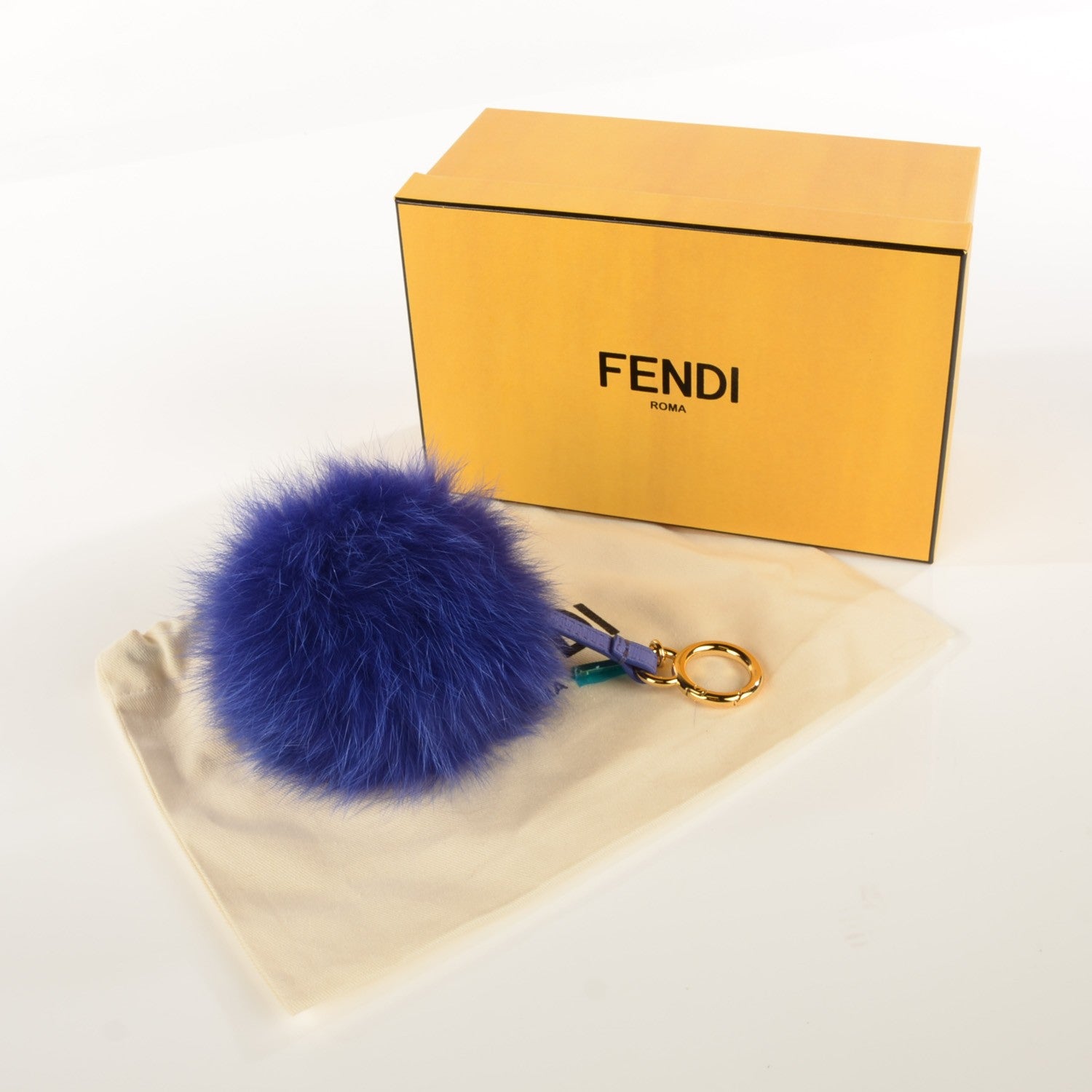 Fendi Fox Fur Pom Pom Bag Charm Berry 7 of 7