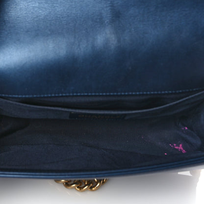 Chanel Metallic Calfskin Quilted Medium Boy Flap Navy Blue 4 of 10