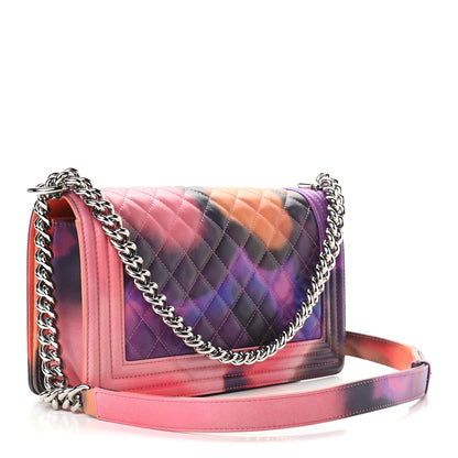 Chanel Printed Lambskin Quilted Medium Flower Power Boy Flap 2 of 8